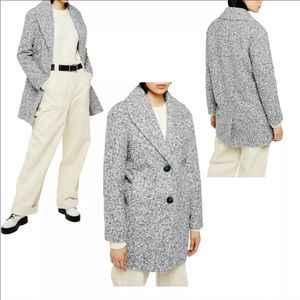 Topshop Odette Boucle Women's Knit Coat Mixed Grey Size US 4 Soft Slouchy